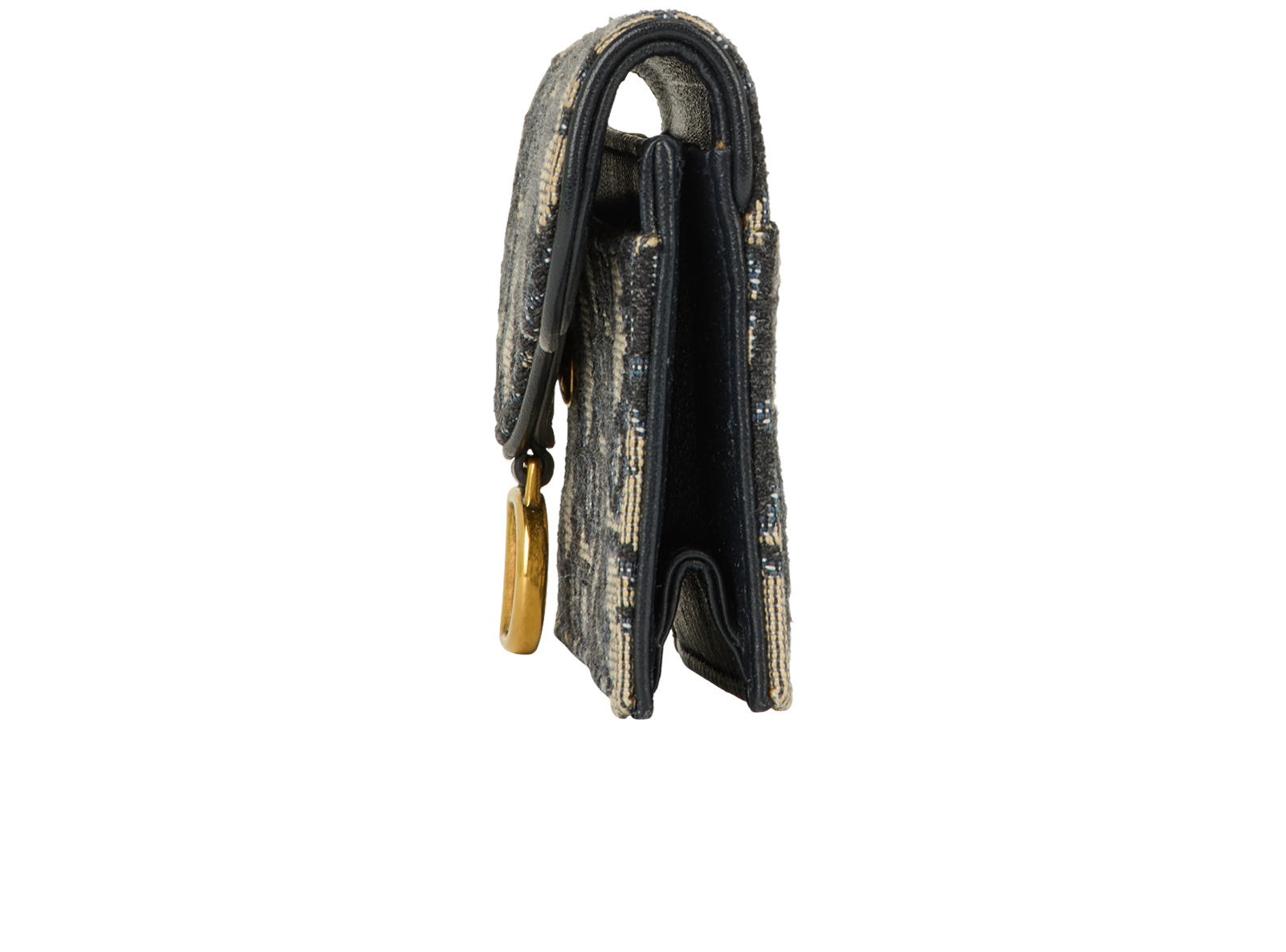 Christian Dior Oblique Saddle Card Holder, &pound;190, Accessories, Beige/Blue, Canvas, Bottom view